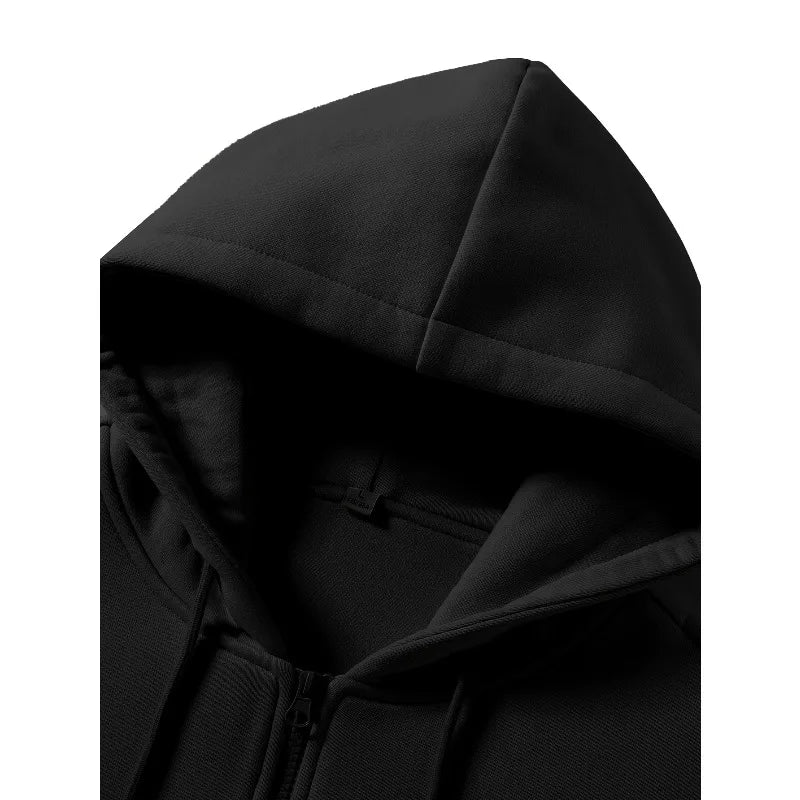 American Street – sweat à capuche avec fermeture éclair pour homme, couleur unie, décontracté et à la mode, unisexe, Style de rue, nouvelle collection automne et hiver