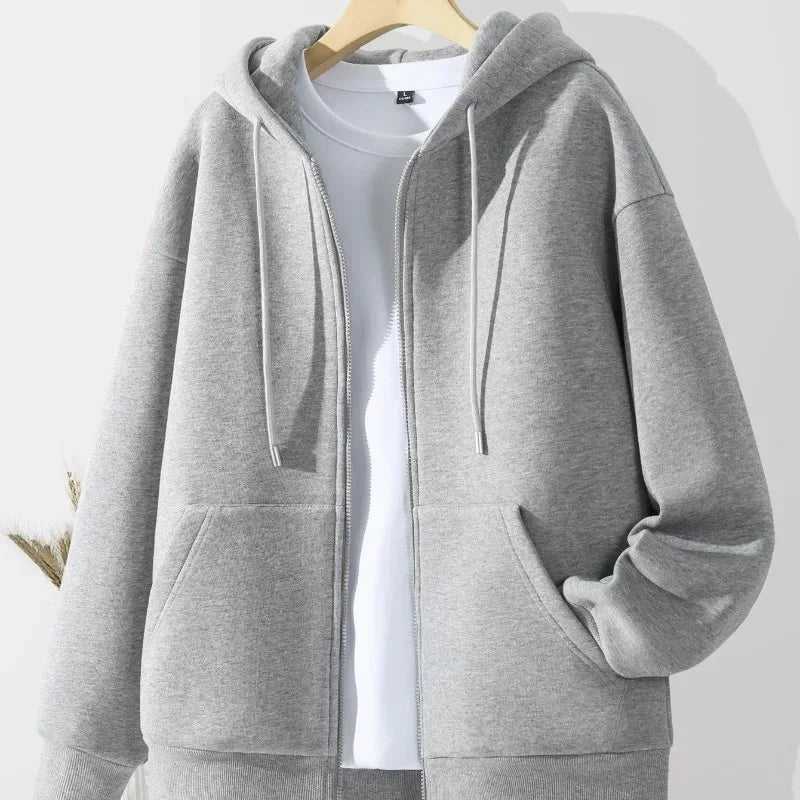 American Street – sweat à capuche avec fermeture éclair pour homme, couleur unie, décontracté et à la mode, unisexe, Style de rue, nouvelle collection automne et hiver