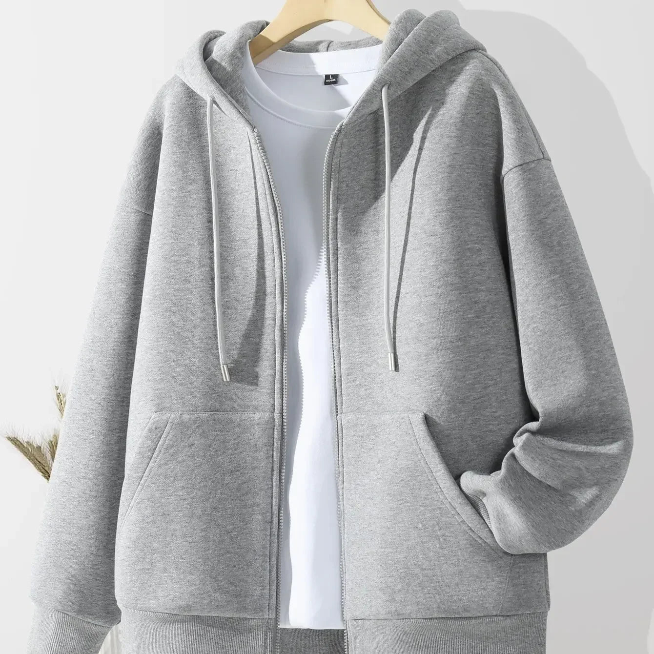 American Street – sweat à capuche avec fermeture éclair pour homme, couleur unie, décontracté et à la mode, unisexe, Style de rue, nouvelle collection automne et hiver