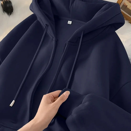 American Street – sweat à capuche avec fermeture éclair pour homme, couleur unie, décontracté et à la mode, unisexe, Style de rue, nouvelle collection automne et hiver