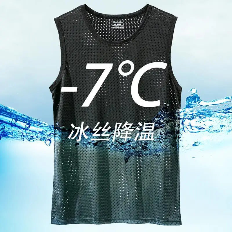 Débardeur en maille de soie glacée pour hommes, Stringer de gymnastique, chemise de musculation transparente, gilet de Fitness, Singlets musculaires en maille
