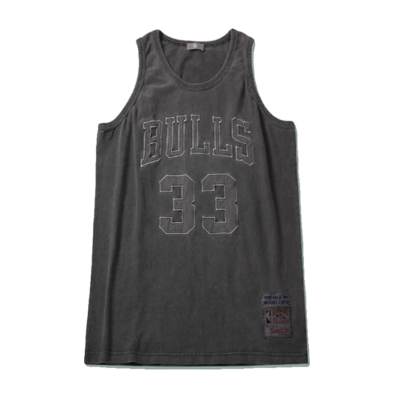 Gilet de basket vintage ample et lourd, broderie de la lettre BULLS 33, marque américaine rétro, tendance estivale...